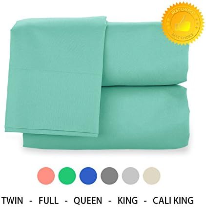 H Bedding Bed Sheet Set, 4pcs Solid Color Brushed Microfiber 1800 Bedding - Wrinkle, Fade, Stain Resistant, Hypoallergenic Sheets, Pillow Case Set - California King Sheet, Turquoise