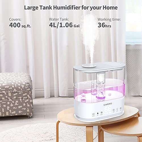 Carro Cool Mist Humidifier for Bedroom Quiet with Essential Oils Diffuser, Ultrasonic Air Humidifiers Large Room | Smart Humidifier| Remote Control | Top Fill | Up to 36H|