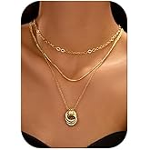 GAOKOXI Gold Knot Pendant Necklace for Women Gold Statement Geometric Necklace Dainty Link Choker Necklace Trendy Jewelry Accessories