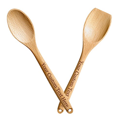 Customized 3D Laser Engraved Custom Personalized Set Of 2 Wooden Spoons Birthday Christmas Easter Anniversary Wedding Gift