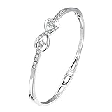 [Eternity Love] Women's 925 Sterling Silver Plated Infinity Bangle Friendship Sister Cuff Bracelets TIVANI Collection Jewelry Gifts