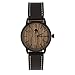 Viable Harvest Men’s Wood Watch Walnut Waterproof Black Steel Case Quartz Movement Genuine Leather Strap