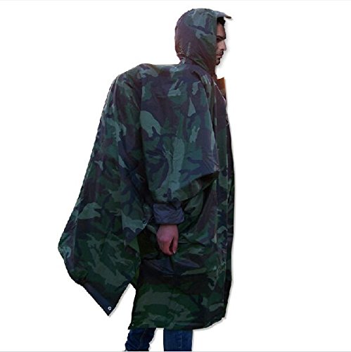 Loogu Camo Rain Poncho With Hood Waterproof Lightweight Raincoat