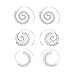 Zealmer Spiral Hoop Earrings Set Vintage Tribal Swirl Earrings for Women 3 Pairs/Set Silver
