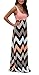 Demetory Women`S Bohemian Sleeveless Backless Wave Striped Maxi Dress (U4-6/Asian S, Black)