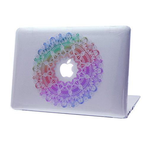 HDE MacBook Air 13 Case Rainbow Mandala Designer Pattern Plastic Slim Hard Shell Snap On Case Fits Models A1369 / A1466 (Rainbow Mandala)