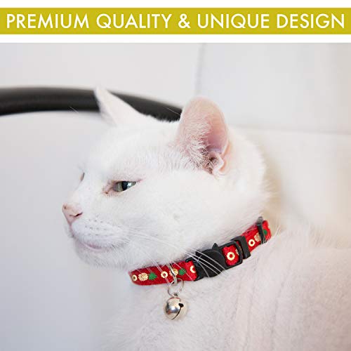 Cat Collar Pineapple, 3-Pack, Reflective with Bell, Solid & Safe Collars for Cats, Nylon, Kitty Collars, Pet Collar, Breakaway Cat Collar, Free Replacement - Thumbnail 6