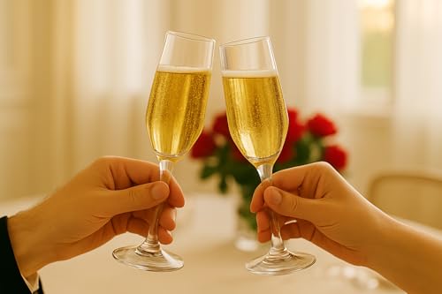 Jogo de 6 Taças de Champanhe para Brindes Casamentos e Festas Premium Elegante Durável Transparente Resistênte (Taças de Champanhe em Vidro)