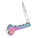 Foreveryang| Opening Tactical Folding Knife, Key Folding Knife KEY OK Printed Camping Outdoor Survival Pocket Knife Folding Blade Key Shaped Knife Gift