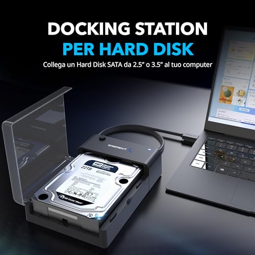 SABRENT External Hard Drive SSD Docking Station 2.5 or 3.5 Inch USB 3.2 Gen 1 to SATA [Supports UASP] (EC-DFLT)