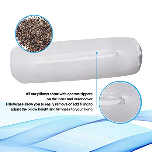 Buckwheat Hulls Cylinder Neck Pillow Edomi Round Buckwheat Pillow Breathable for Cool Sleeping