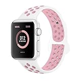AdMaster Compatible for Apple Watch Bands 38mm,Soft Silicone Replacement Wristband Compatible for iWatch Apple Watch Series 1/2/3 - M/L White/Light Pink
