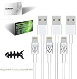 Lightning Cable, Aegis Maximum(TM) 3 Piece - 3ft USB Charge / Sync Data Cord White Wire Suitable for iPhone 6s / 6s Plus / 6 / 6 Plus, iPhone 5 / iPad Mini, iPad Air