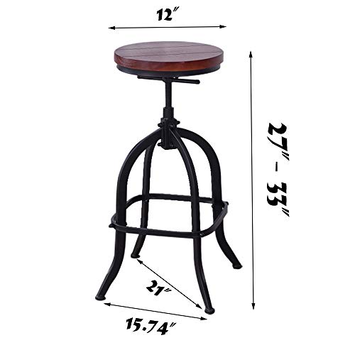 Adjustable Swivel Bar Stools for Kitchen Counter,Rustic Counter Height