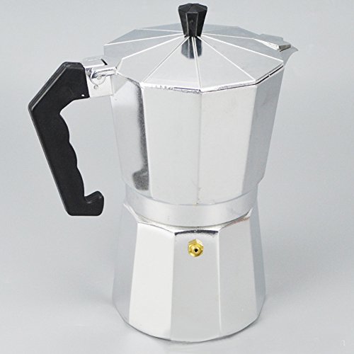 Italian Espresso Coffee Maker Tool - 1/3/6/9/12 Cup Stove Top Coffee Pot with Cool Handle Flip Top Lid for Home Office Coffee Tea Tools(600ml,silver and black)