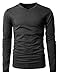 H2H Mens V-Neck Long Sleeve Light Weight T-Shirts - Slim Fit Basic CHARCOAL US L/Asia XL (KMTTL0374)