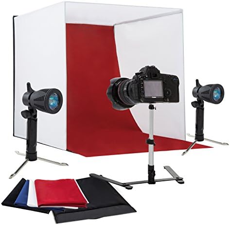 Auauna Photo Studio 24" Photography Light Tent Backdrop Kit Cube Lighting Kit In A Box