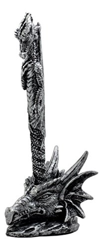 Ebros Gift Ink Of Fire Spirit Leviathan Pen With Dragon Head Base Holder Figurine 6.5