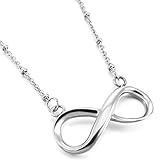 INBLUE Women's Stainless Steel Pendant Necklace Silver Tone Infinity Symbol Love 19 Inch Chain