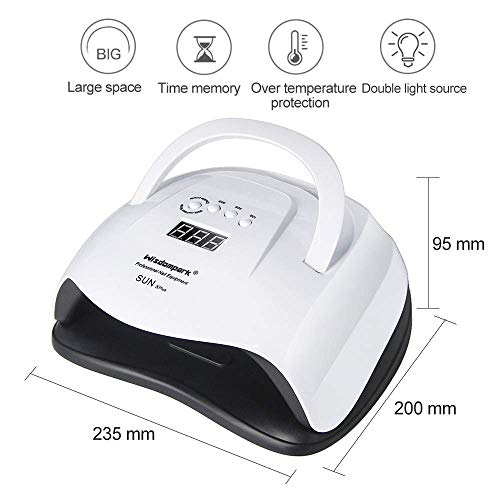 Wisdompark UV Nail Lamp,80W Nail Dryer Lamp,42 pcs UV LED Nail Lamp UV Light Curing Lamp With 4 Timer Setting/Sensor/lifting Handle for Led UV Gel Nail Polish - Thumbnail 7