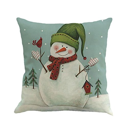 Clearance Amydong Christmas Snowman Printed Linen Pillowcase