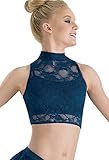 Balera Dance Lace Crop Top Mock Neck Sleeveless