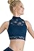 Balera Dance Lace Crop Top Mock Neck Sleeveless
