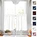 White Tier Curtains Semi Sheer Short Curtains Kitchen Casual Weave Cafe Curtains Half Window Treatments 2 Panels 36" L primary