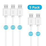 5-Pack Micro USB Cable, UNITEK Premium USB 2.0 Short Micro B Sync & Charging Cord (0.66ft, 1ft) for Samsung, HTC, Motorola, Nokia, Android Smartphone and Tablets