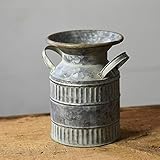 PDHome Metal Milk Can - Rustic Ribbed Farmhouse Style