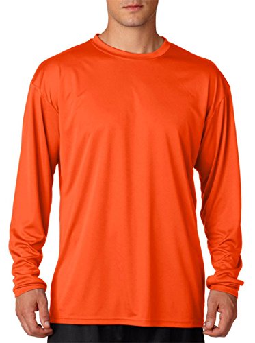 A4 Men's Cooling Performance Crew Long Sleeve, Athletic Orange, Small