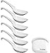 Ladle Melamine Hook Soup Spoons with Pan Scraper, 6 Pack, White