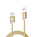 ZRSE 4th Generation Magnetic Braided USB Charging Cable for iPhone 5, 5c, 5s, SE, 6, 6 Plus, 6s, 6s Plus, 7, 7 Plus, Gold 2 Pack