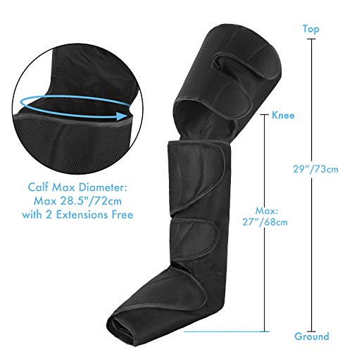 CINCOM Leg Air Compression Massager for Foot Calf Thigh Upgrade Leg Wraps with Portable Handheld Controller and 2 Extensions- 3 Modes & 3 Intensities (Black)
