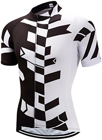 Pohoopo Men's Cycling Jerseys Breathable Short Sleeves Bicycle Jacket Cycling Shirt (XX-Large, Black and White)