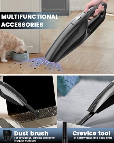 SERVOMASTER Aspiradora de Mano Potente, Aspirador Coche Potente Sin Cable, Aspirador de Mano con Filtro HEPA, Mini Aspiradora de Mano, para pelos de Mascotas, Limpieza del hogar, Coche y Oficina