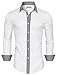 TAM WARE Mens Casual Slim Fit Contrast Lining Button Down Dress Shirts TWCS22-WHITE-US L