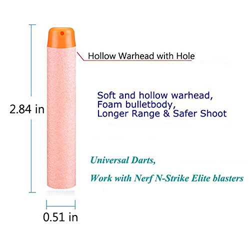 UOOU 200pcs Refill Bullet Darts EVA Sponge Foam Soft Head Hollow Out Refill Bullet Darts Equipment for Nerf N-strike Elite Series Blasters Kid Toy Gun Parts Play Game Gift