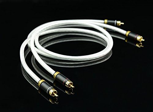 MPS M-4 2 RCA Plug to 2 RCA Plug Audio Cable 0.75M (2.5 Feet), 6N OFC Hi Fi 99.99997%, 5U Gold Plated Connectors Subwoofer Cable for Audiophile, 2 Pcs