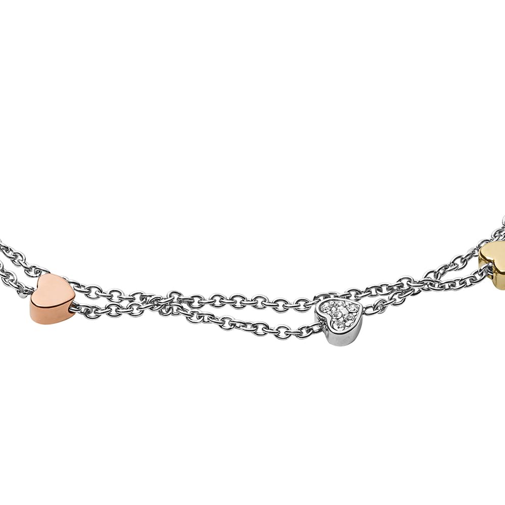 Fossil Armband Für Frauen Vintage-Motive, 19 Cm Dreifarbiges Edelstahlarmband, JF02854998