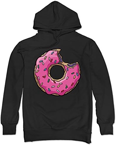 FRIDAY MOUNT Pink Sweet Donut Doughnut Cotton Hoodies Pullover For Man Black Small