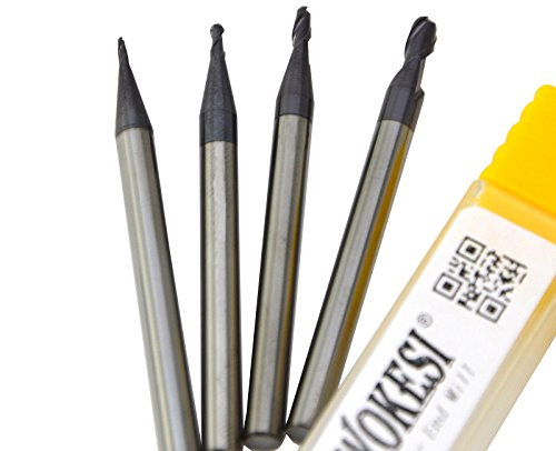 Buy Wokesi 0.5 0.75 1 1.5mm Radius,Ball Nose End Mill Set Pack Of 4 Std Length Hrc 45 2 Flutes Ti Al N Coated Metric Solid Carbide Cnc Router Bits Profiling Milling Cutting Tools R 0 5 R 0 75 R 1 R 1 5 Hrc 45