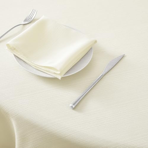 Softalker Round Tablecloth 160 cm Beige Stain Resistant Waterproof with Linen Texture, Elegant and Durable, Tablecloths for 4-6 Seats, Ideal for Outdoors, Gardens, Balconies, Parties, Birthdays, Spring