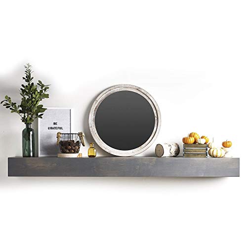 Bjorn Woodworks Driftwood Grey Mantel Shelf (72 Inch) Sturdy Knotty