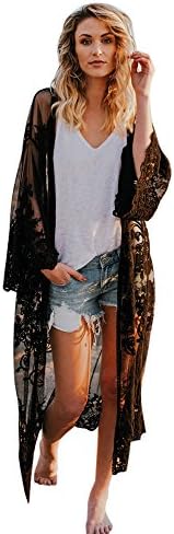 Clearance! OOEOO Women Lace Bohemian Beach Long Oversized Kimono Pure Floral Coat