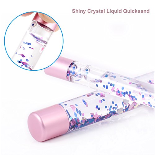 Ameauty Makeup Brush Set, Premium Face Powder Blush Eyeshadow Brush Eyebrow Brush Lip Makeup Brush with Quicksand Handle - Makeup Brush Kit for Concealer Blending Powder Liquid Cream Cosmetic (7PCS) - Thumbnail 3