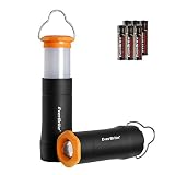 EverBrite 2-In-1 Mini Lanterns and Flashlights with 3 Modes, 2 Pack Portable Outdoor LED Zoomable Torches, AAA Batteries Included - for Hurricane Supplie Camping, Hiking, Night Walking, Emergency