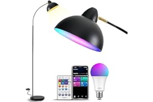 YHW Living Room Floor Lamp Smart Compatible with Alexa&Google, RGB 2700-6500k CCT Dimmable Color Changing for Bedroom Office.