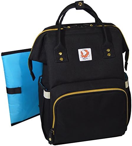 Large Baby Diaper Bag Backpack: Black Insulated Stylish Designer Travel Bookbag