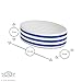 Harbour Housewares Blue and White Striped Ceramic 3 Piece Bathroom Set. Including Soap Dispenser, Soap Dish and Toothbrush Tumbler